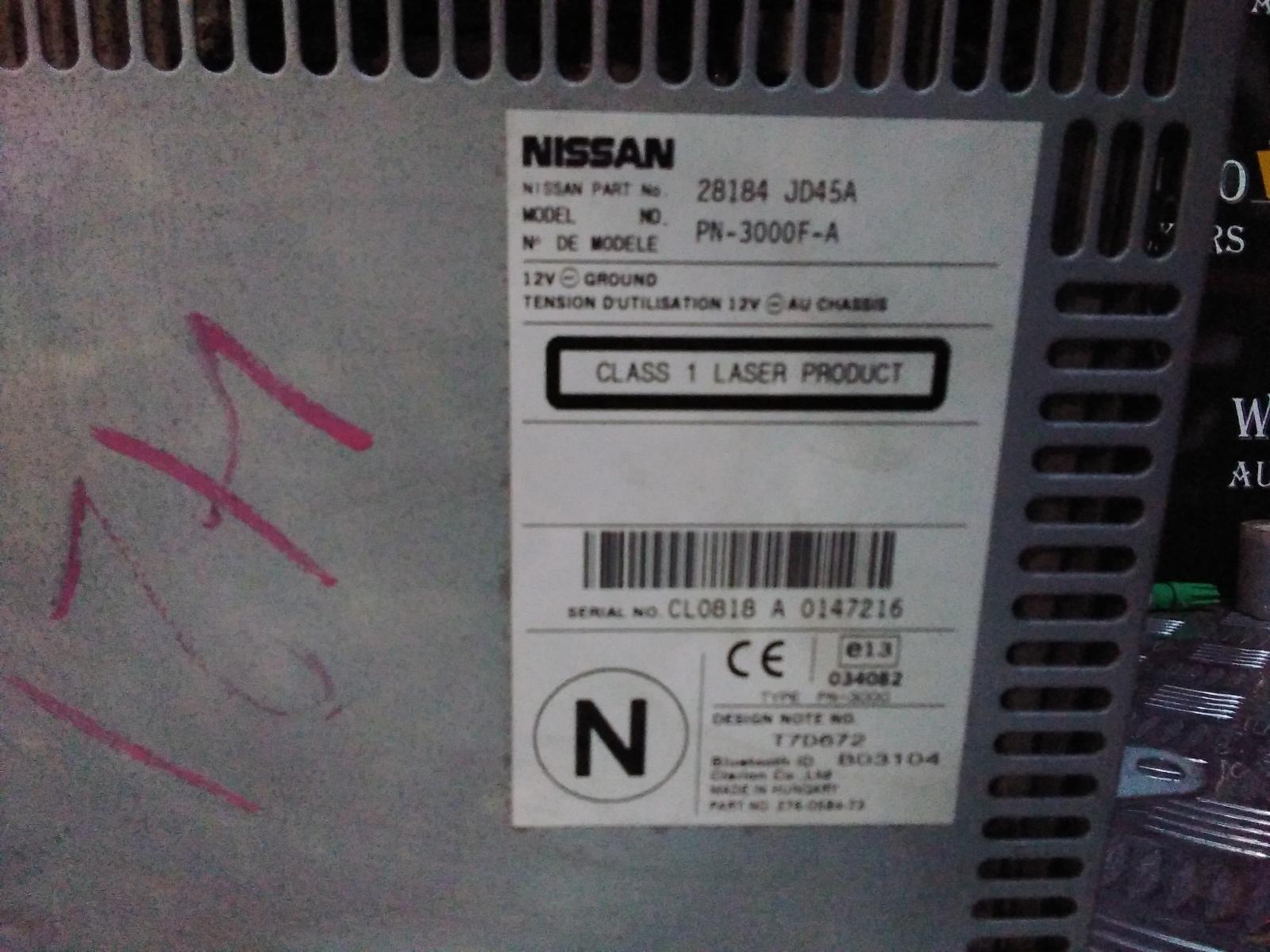 2010 Nissan Dualis Radio/Cd/Dvd/Sat/Tv View Auto part Radio/Cd/Dvd/Sat/Tv Nissan Dualis 2010